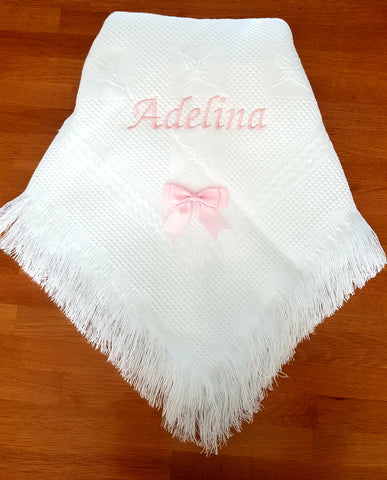 Personalised shawl/blanket with bow