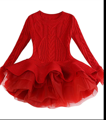 Knitted Frill Jumper Dress