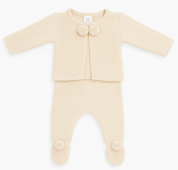 2 Piece Knitted Pom Set