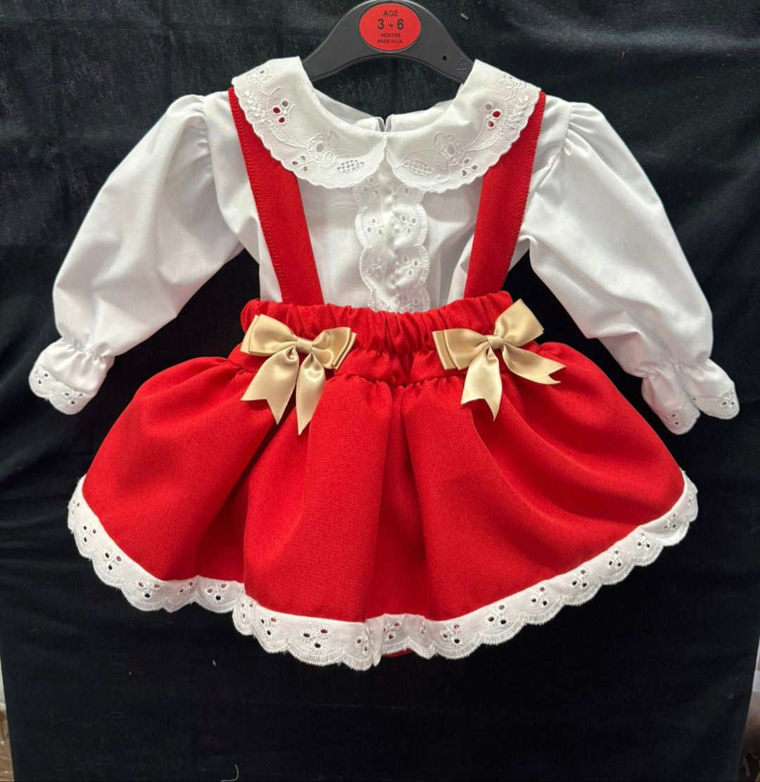 Red Dress with gold bow detail.