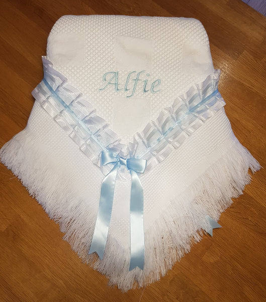 Personalised frill shawl/blanket