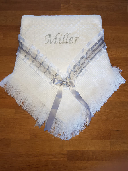 Personalised frill shawl/blanket