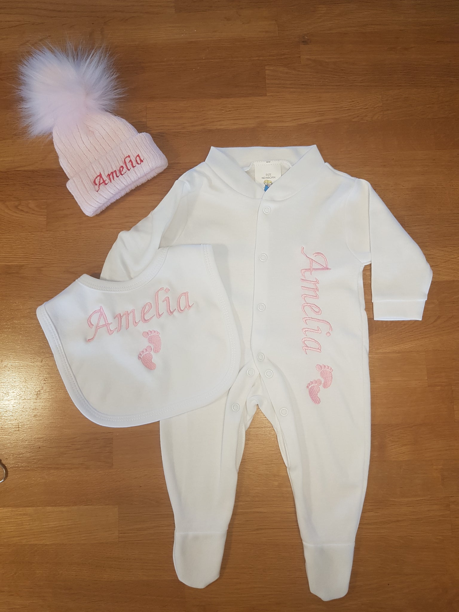 Personalised Babygrow, Bib Hat Set - Main Image