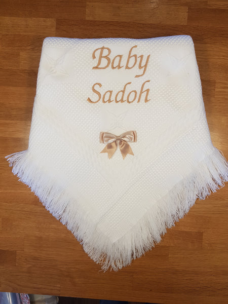 Personalised shawl/blanket with bow