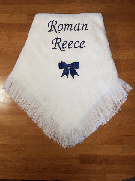 Personalised shawl/blanket with bow