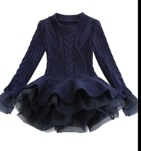 Knitted Frill Jumper Dress