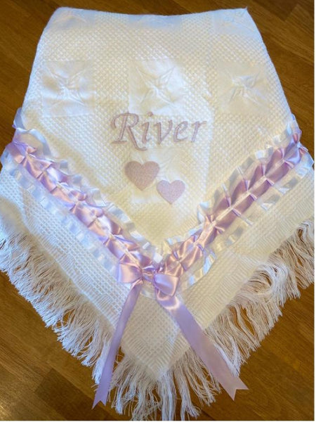 Personalised frill shawl/blanket