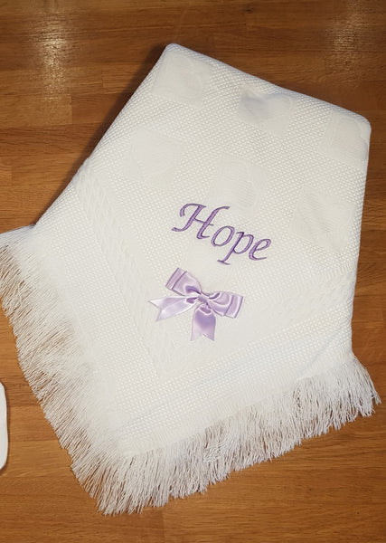 Personalised shawl/blanket with bow