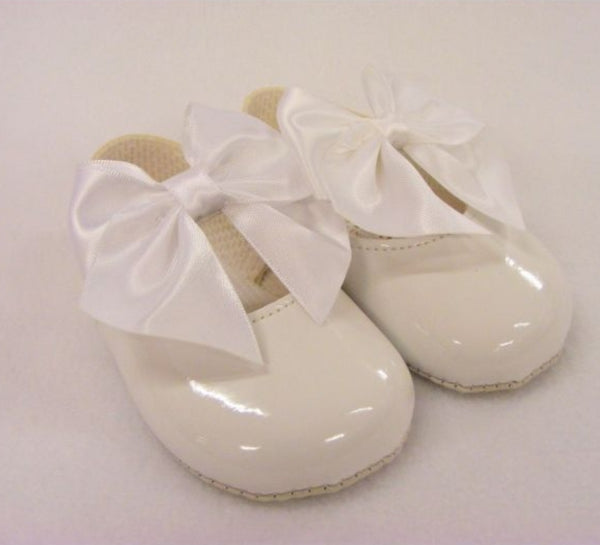 Soft Sole Satin Bow Pram Shoe