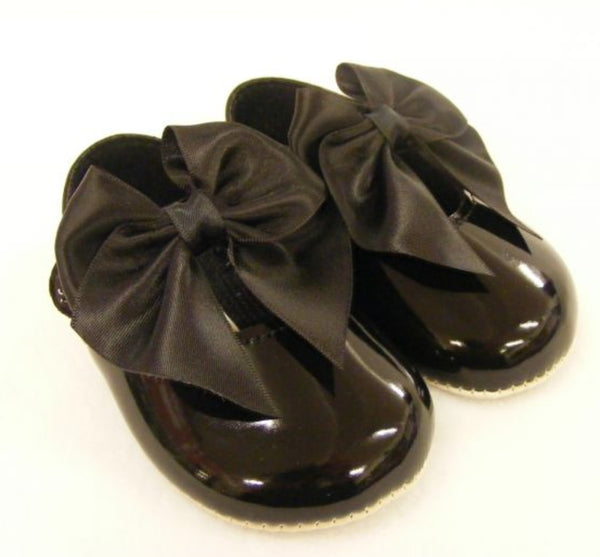 Soft Sole Satin Bow Pram Shoe