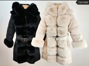 Faux fur trim coat