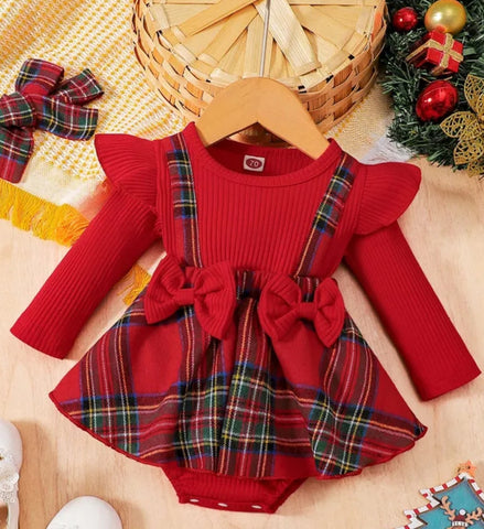 Red and Tartan romper